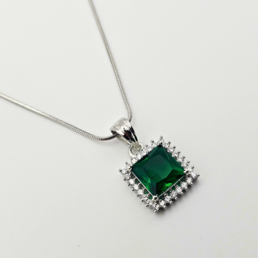 CZ Classic Pendant Set Rhodium Plated