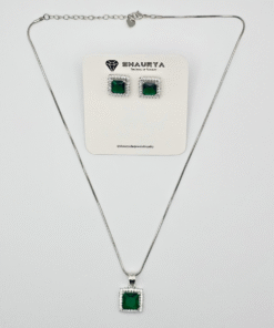 CZ Classic Pendant Set Rhodium Plated