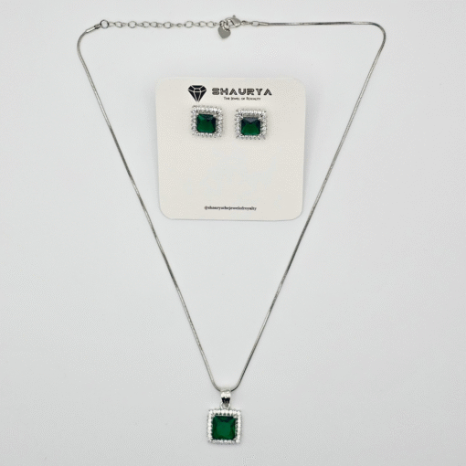 CZ Classic Pendant Set Rhodium Plated