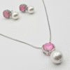 Pink CZ Delicate Pendant Set