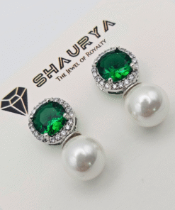 Green CZ Delicate Pendant Set