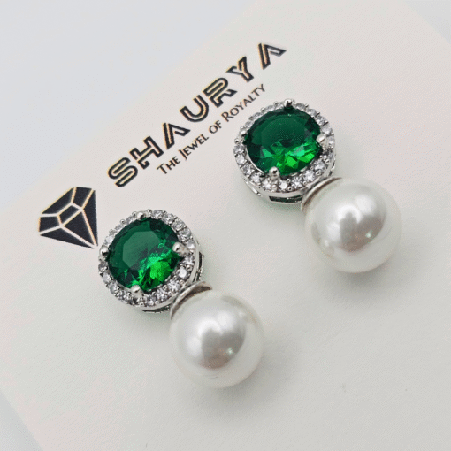 Green CZ Delicate Pendant Set