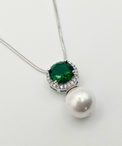 Green CZ Delicate Pendant Set