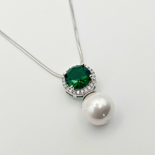 Green CZ Delicate Pendant Set