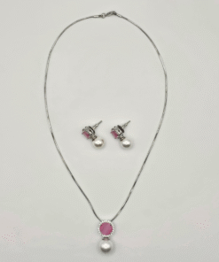 Pink CZ Delicate Pendant Set