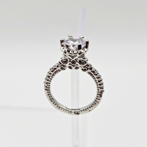 LustraSilver Adjustable American Diamond Ring – Size 7