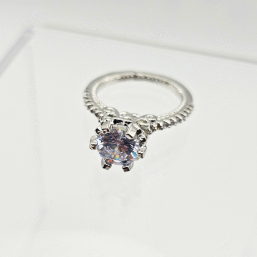 LustraSilver Adjustable American Diamond Ring – Size 7
