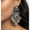 Dual tone oxidized silver jhumka earrings