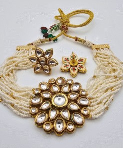 Gold Finish Kundan Pearl Choker Set