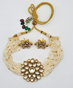 Gold Finish Kundan Pearl Choker Set