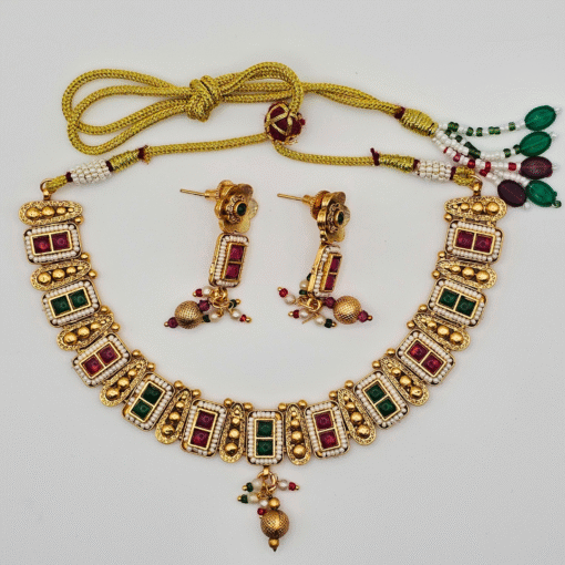 Gold-Finished Rajwadi Necklace Set