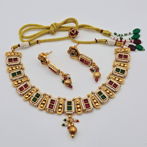 Gold-Finished Rajwadi Necklace Set