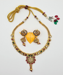 Gold Plated Rajwadi Kundan Necklace Set