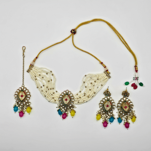 Kundan Necklace Set with Maang Tikka