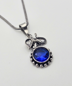 Blue Gemstone Elephant Oxidized Necklace Set
