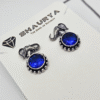 Blue Gemstone Elephant Oxidized Necklace Set