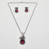 Red Gemstone Elephant Oxidized Necklace Set