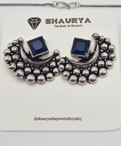 Oxidized Silver Crescent Moon Necklace Set