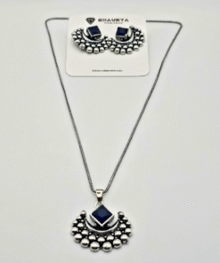 Oxidized Silver Crescent Moon Necklace Set