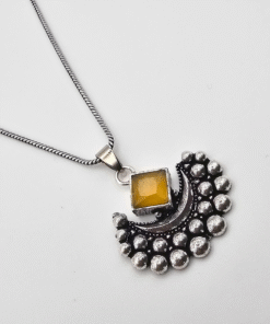 Oxidized Silver Crescent Moon Necklace Set