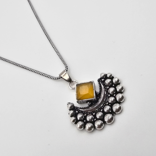 Oxidized Silver Crescent Moon Necklace Set