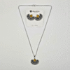 Oxidized Silver Crescent Moon Necklace Set