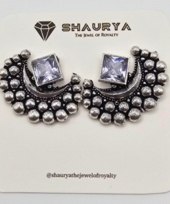 Oxidized Silver Crescent Moon Necklace Set