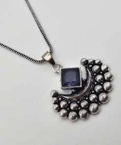 Oxidized Silver Crescent Moon Necklace Set