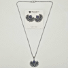 Oxidized Silver Crescent Moon Necklace Set