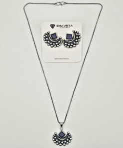 Oxidized Silver Crescent Moon Necklace Set