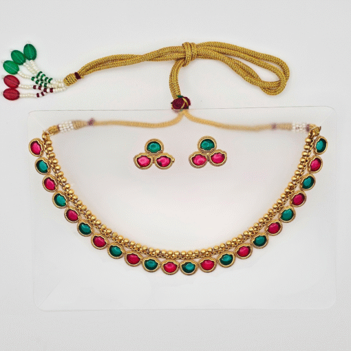 Gold Plated Kundan Necklace Set