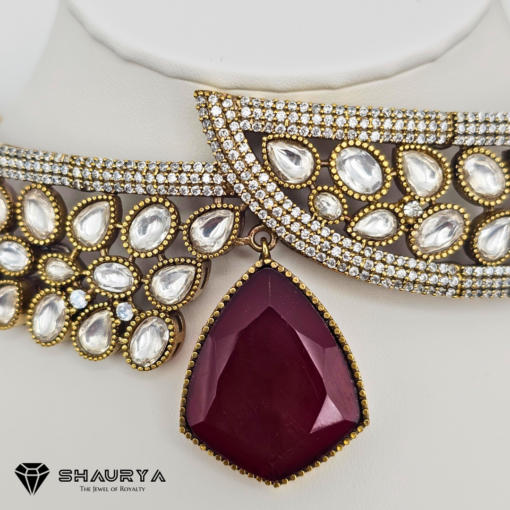 Moissanite kundan choker necklace set