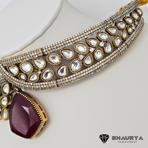 Moissanite kundan choker necklace set