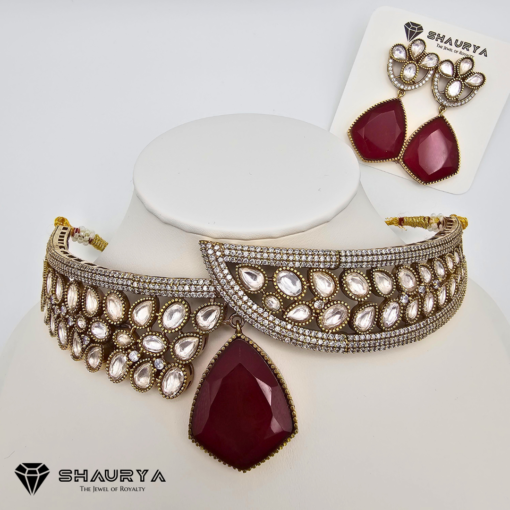 Moissanite kundan choker necklace set