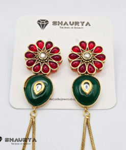 gold finish Kashmiri moissanite earrings