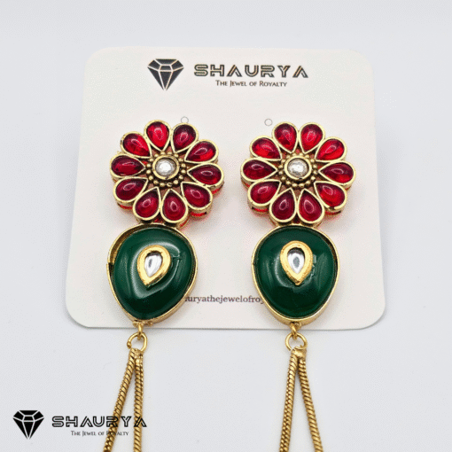 gold finish Kashmiri moissanite earrings