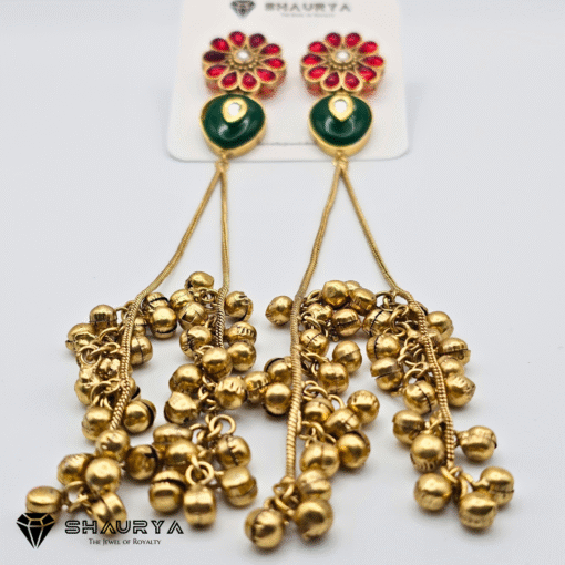 gold finish Kashmiri moissanite earrings