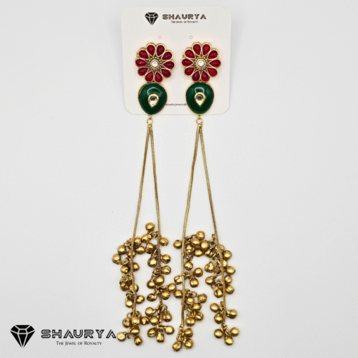 gold finish Kashmiri moissanite earrings