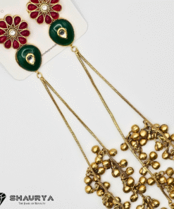 gold finish Kashmiri moissanite earrings