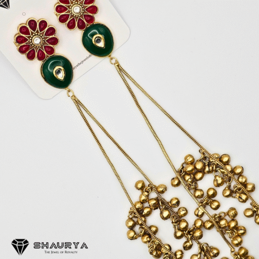 gold finish Kashmiri moissanite earrings