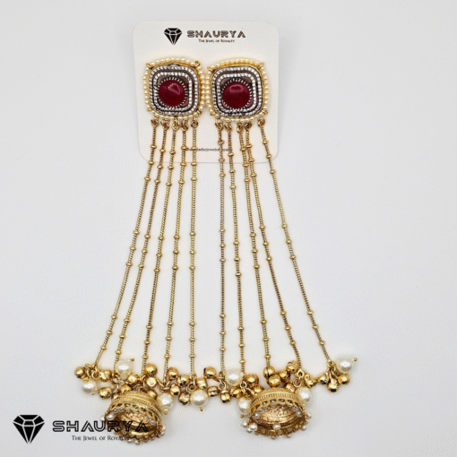 gold finish Kashmiri moissanite earrings