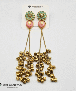 gold finish Kashmiri moissanite earrings