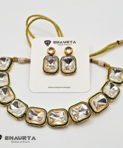 gold finish Kundan Polki choker necklace set