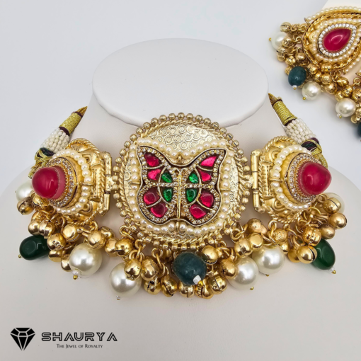Golden Butterfly Kundan Choker Set