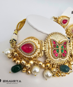 Golden Butterfly Kundan Choker Set