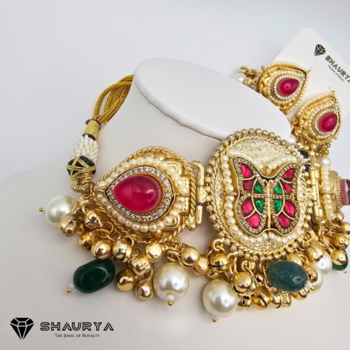 Golden Butterfly Kundan Choker Set