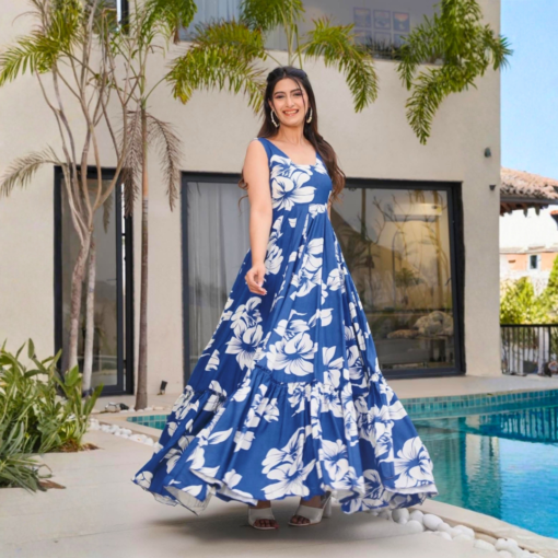 Lucaya Heavy Rayon Printed Flair Fancy Gown