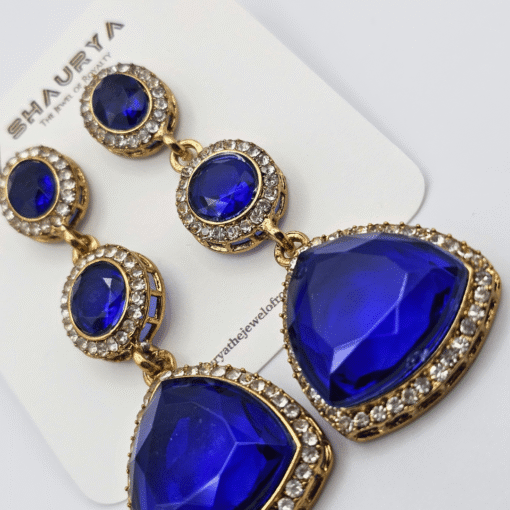 royal blue American diamond earrings