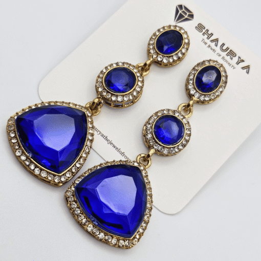 royal blue American diamond earrings