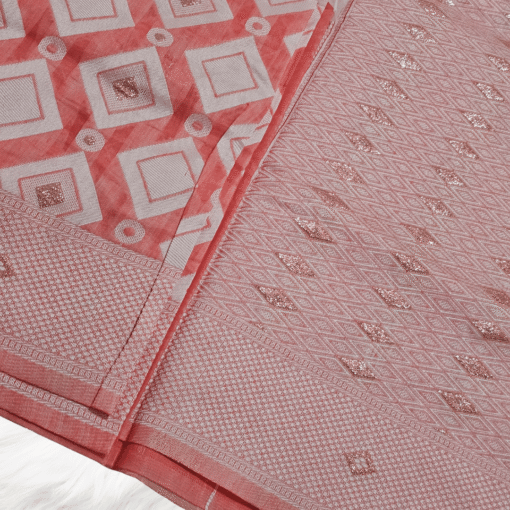 pastel light pink cotton saree